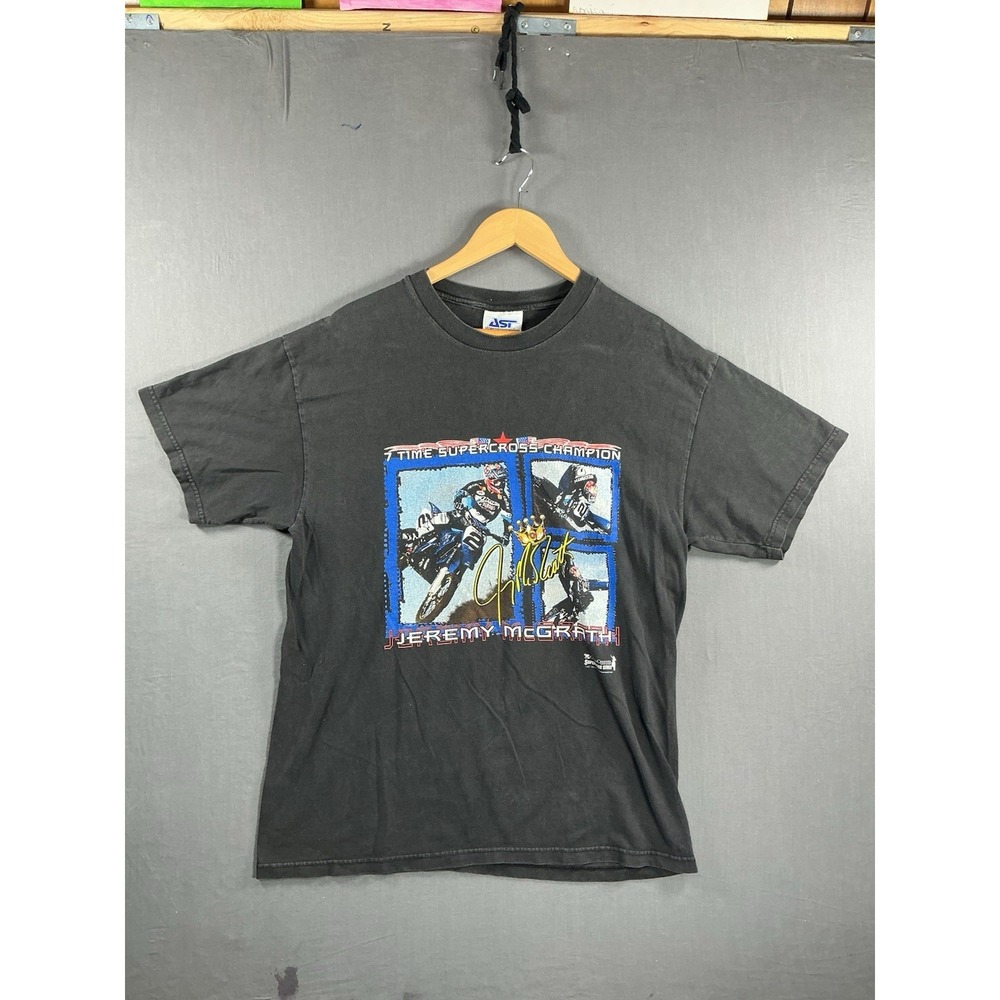 Vintage 2002 Jeremy McGrath 7 Time Supercross Racing Champion Black T Shirt M